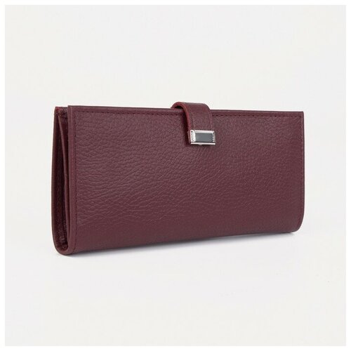 фото Кошелек textura, натуральная кожа, матовая фактура, на кнопках, отделение для монет, бордовый