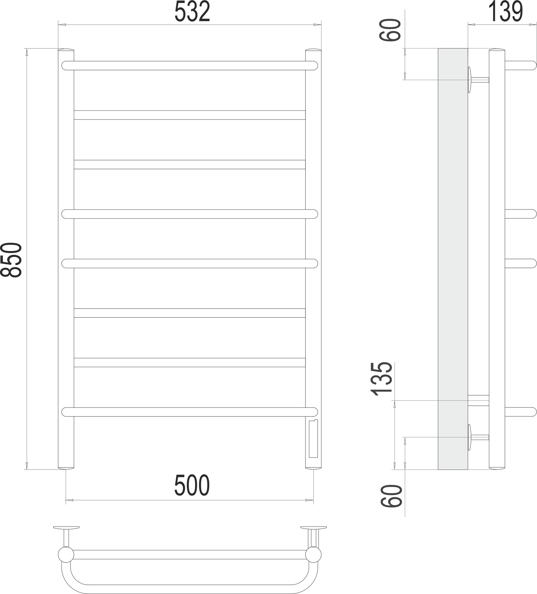 Полотенцесушитель электрический Terminus Евромикс П8 500x850 - фото №13