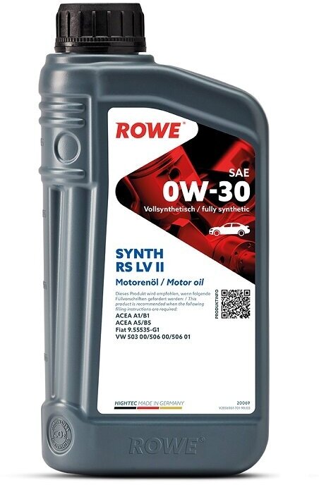 Синтетическое моторное масло ROWE Hightec Synth RS SAE 0W-30 LV II, 1 л.