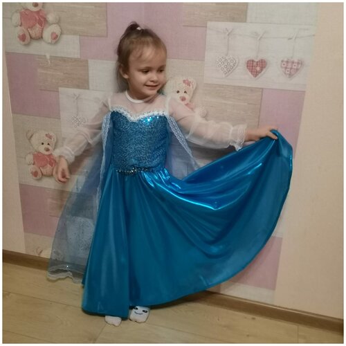 фото Платье нарядное, однотонное, размер 122/128, голубой kids princess