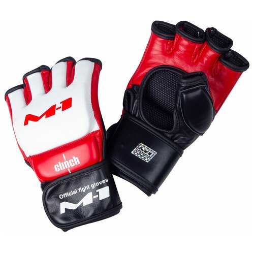 фото Перчатки для смешанных единоборств clinch m1 global official fight gloves бело-красно-черные l