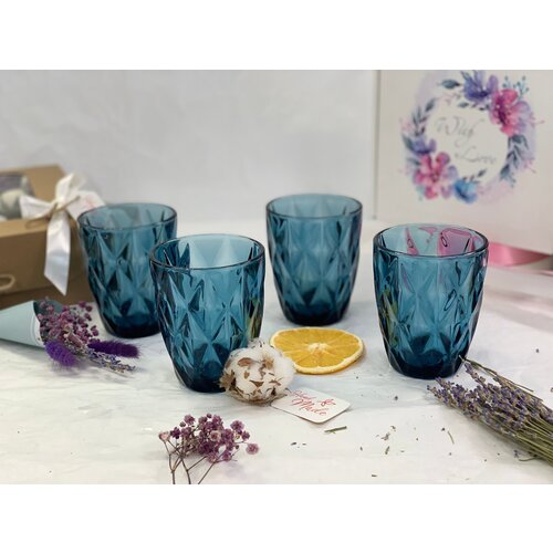 Набор стаканов из цветного стекла, 240мл, ромб, 6шт, серые