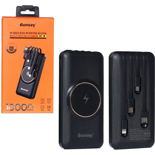 Power bank с беспроводной зарядкой Bunsey BY-18 10000mAh Wireless chargerType-CMicroLightning 120000₽