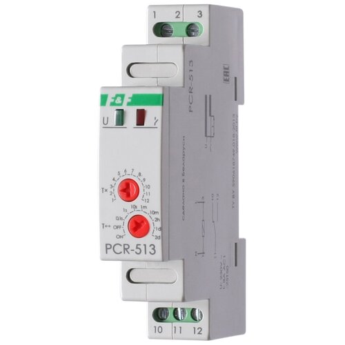 Реле времени PCR-513 (задержка вкл. 230В 8А 1перекл. IP20 монтаж на DIN-рейке) F&F EA02.001.003