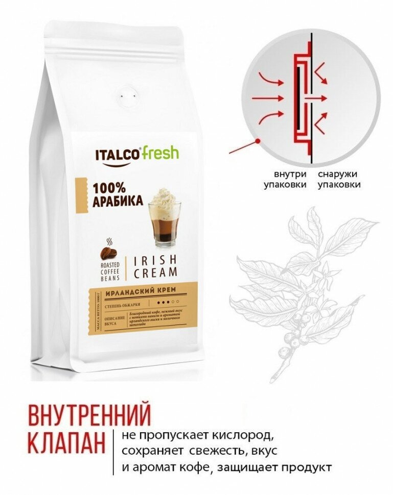 Кофе в зернах Italco Fresh, ароматизированный, ирландский крем, 375 г - фото №9