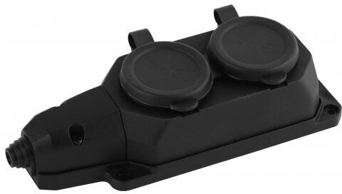 Колодка каучуковая K-2e-B-IP44 ЭРА с/з 2гн 16A IP44 черная