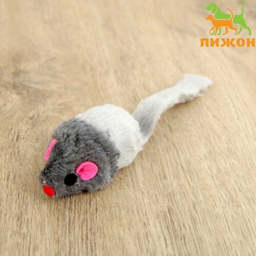 Мышь пушистая Жемчужная 6 см сераябелая 19300₽