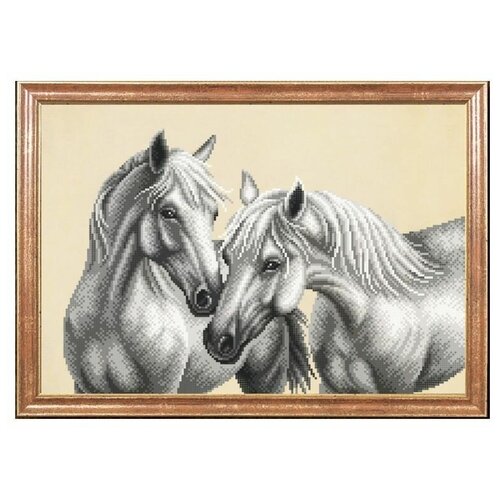 Рисунок на ткани для вышивания бисером Магия канвы Белые лошади, 39х27 см, арт. КС063