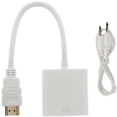 REXANT Адаптер REXANT, HDMI - VGA, + шнур 2xJack 3.5, белый