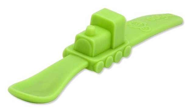 Ложка для кормления OOGAA зеленая в форме поезда, 18 см (S841пц)