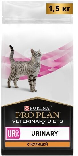 Корм сухой Pro Plan Veterinary Diets UR для кошек при болезнях нижних отделов мочевыводящих путей c курицей, 1,5 кг