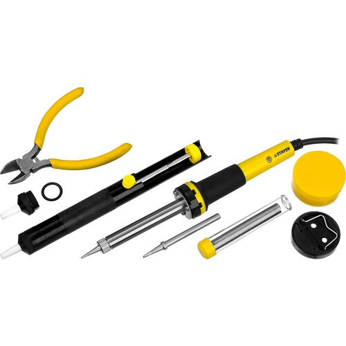 STAYER PROTerm 60Вт 2к рукоят конус подставкаприпойсменн жалооловоотсоссменн насадкаканифолькусачки паял набор Professional 55314-60-H8 140500₽