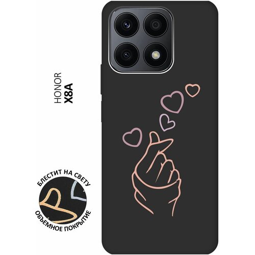 Матовый Soft Touch силиконовый чехол на Honor X8a, Хонор Х8А с 3D принтом K-Heart черный матовый soft touch силиконовый чехол на honor x8a хонор х8а с 3d принтом gucci stickers черный