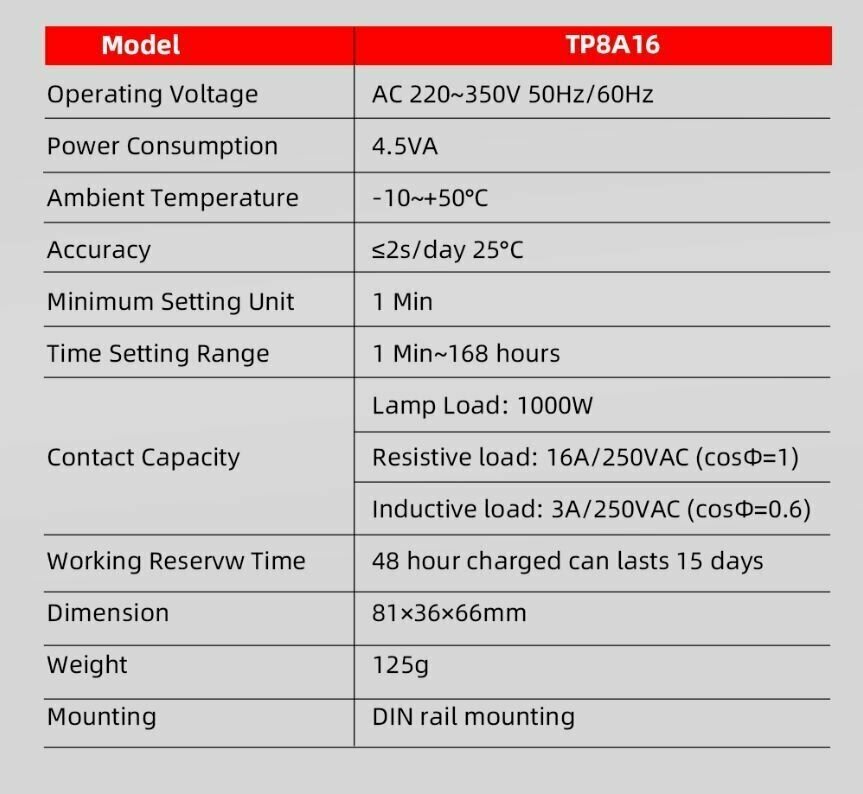 Реле напряжения Программируемое Цифровое реле TP8A16 на 7 дней Din-рейка 220 В переменного тока 16 А/20 А/30 А