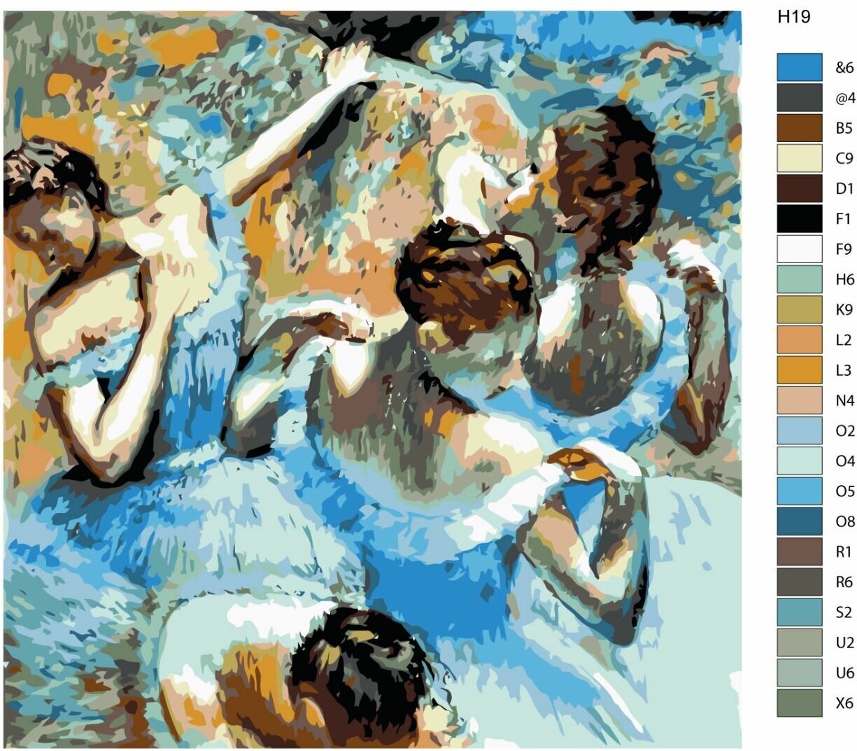 Картина по номерам Н19 "Репродукция Эдгара Дега, Голубые танцовщицы", 40x40 см