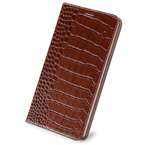 фото Чехол-книжка mypads premium для samsung galaxy c9 pro (sm-c9000) из качественной импортной натуральной кожи теленка с фактурной прошивкой рельефа кожи крокодила экзотический коричневый