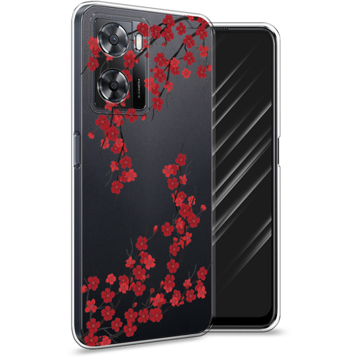 Силиконовый чехол на Oppo A77s 4G / Оппо A77s 4G Красная сакура, прозрачный силиконовый чехол на oppo a77s 4g оппо a77s 4g билет в стамбул прозрачный