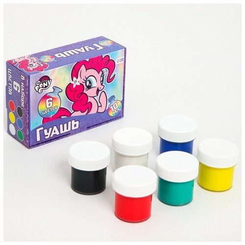 Гуашь Hasbro 6 цветов по 10 мл, My Little Pony набор бумажных тарелок my little pony 4 180 мм 6 шт