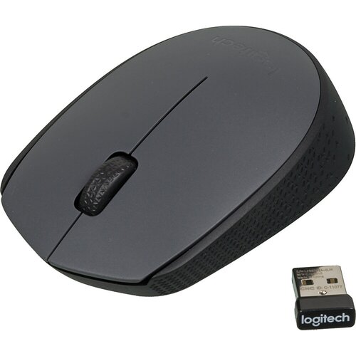 Мышь LOGITECH M170, беспроводная, USB, серый и черный (910-004646)