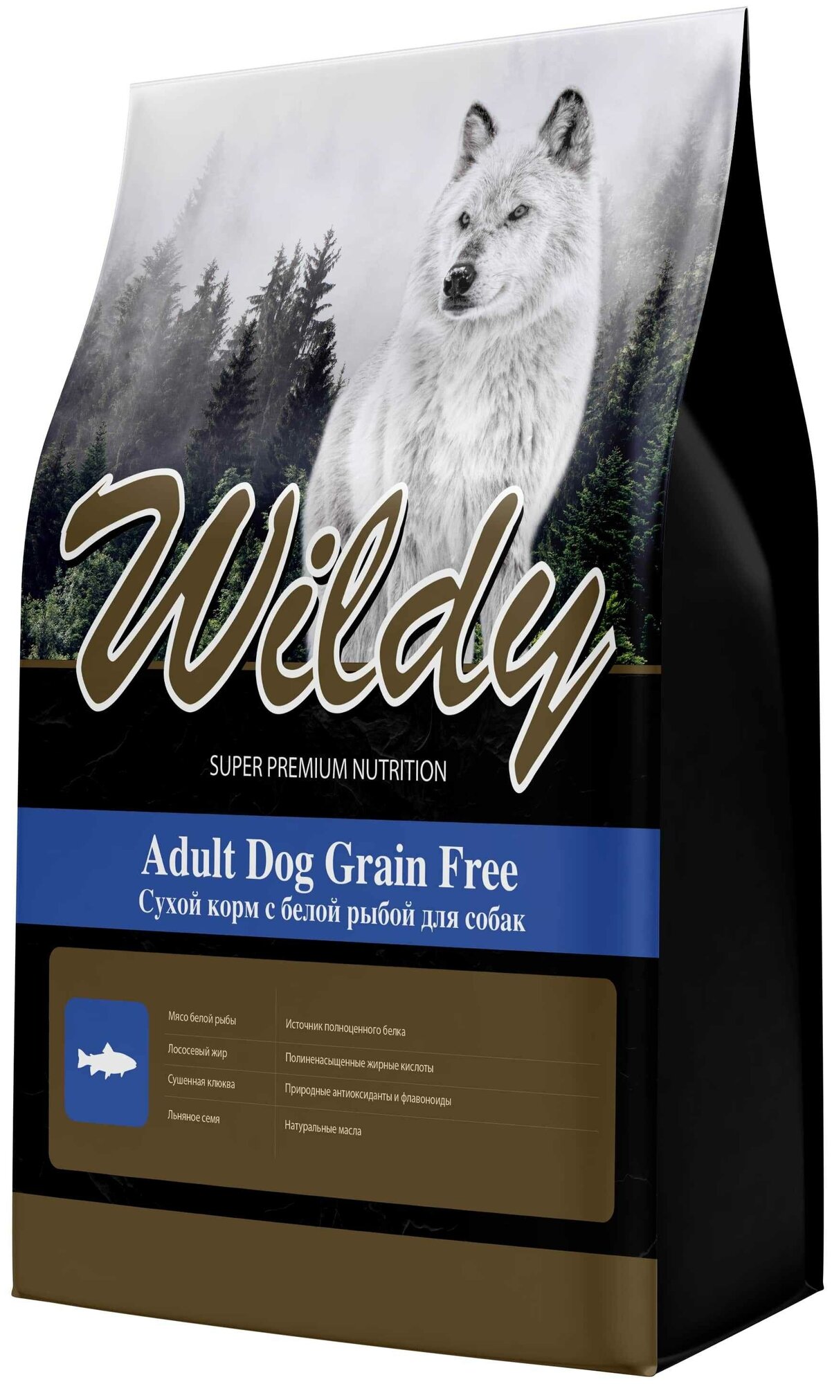 Сухой корм Wildy Adult Dog Grain Free с белой рыбой для собак 15 кг