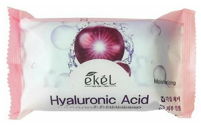 Ekel Мыло косметическое с гиалуроновой кислотой, Peeling Soap Hyaluronic Acid, 150 грамм,