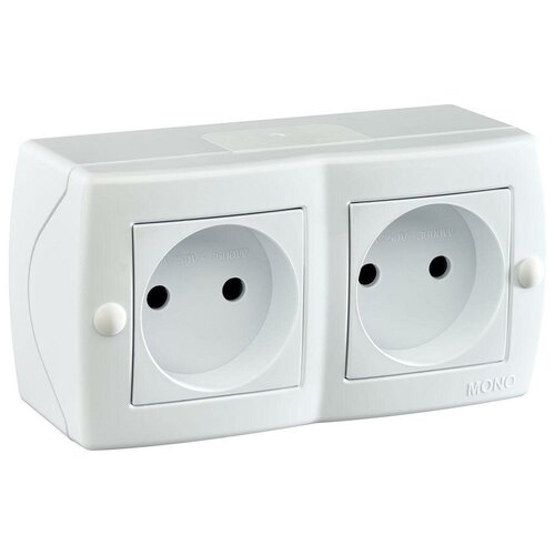 Розетка 2К двойная Mono Electric Octans IP20 16A 250V винтовое подключение белый 104-010106-121