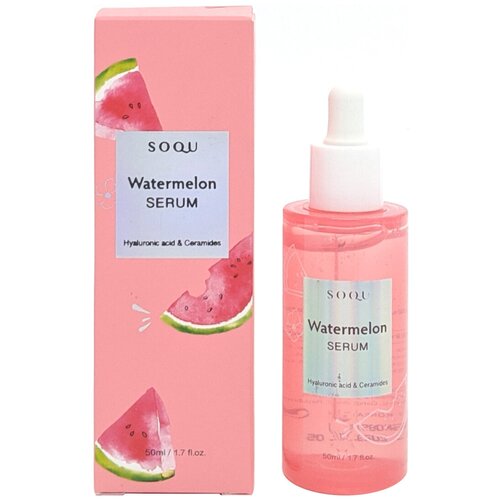 SOQU Watermelon Serum Интенсивно увлажняющая сыворотка для кожи лица с экстрактом арбуза и керамидами