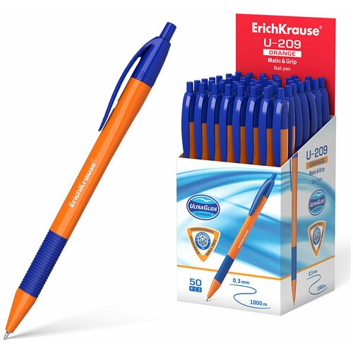 Ручка ERICH KRAUSE 47593, комплект 50 шт. ручка автоматическая пишущий узел 0 7 мм цвет чернил синий ultra glide technology joy neon erich krause 46524 1 шт