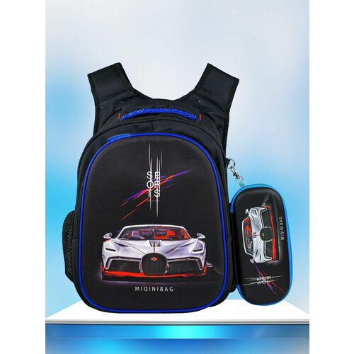 Рюкзак школьный с пеналом черный. Грудная стяжка