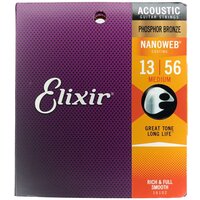 Струны для акустической гитары Elixir 16102 Medium Nanoweb Phosphor Bronze 13-56