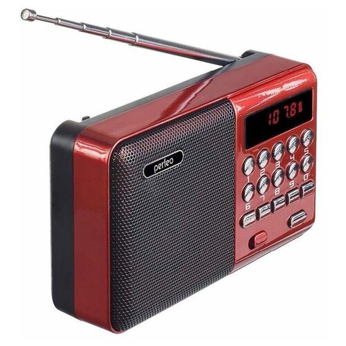 Радиоприемник цифровой Perfeo PALM FM+ 87.5-108МГц/ MP3/ (черный с красным)