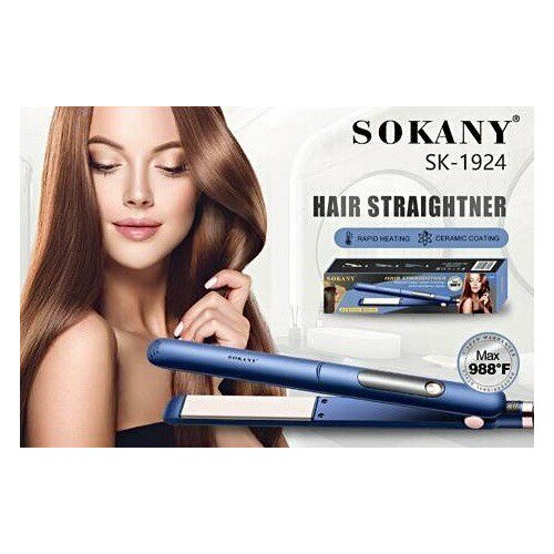 Профессиональный утюжок для выпрямления волос/SK-1924/позволяет придать объем, создать волны/BEAUTIFUL HAIR/синий