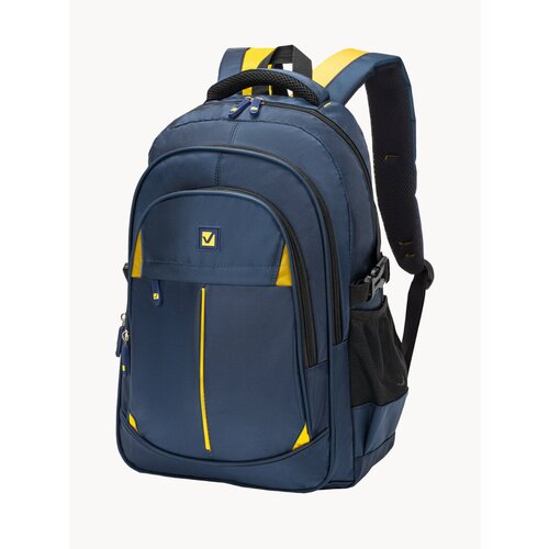 Рюкзак / ранец / портфель школьный, подростковый для мальчика / девочки вместительный Brauberg Titanium универсальный, синий/желтый 45х28х18см, 270768
