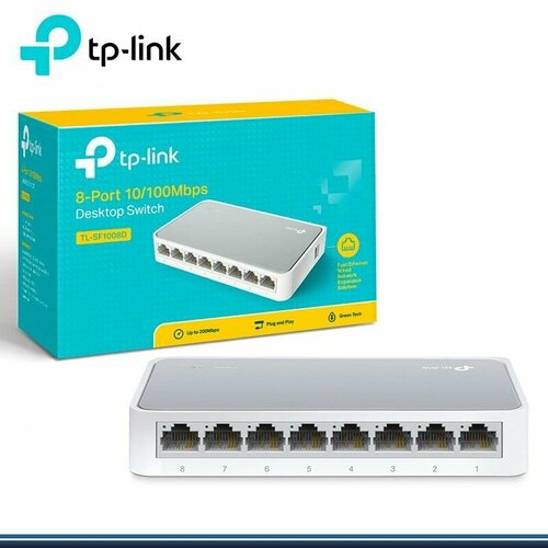 Коммутатор TP-Link TL-SF1008D, 8-портовый 10/100 Мбит коммутатор tp link tl sx1008 8x10гбит с неуправляемый