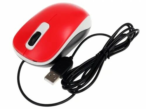 Мышь компьютерная, DX-110, USB, оптическая, 1000DPI, красная