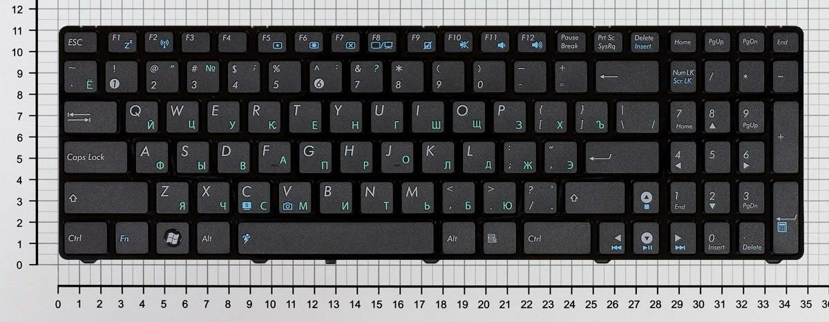 Клавиатура для Asus K73TK, русская, черная с рамкой, с маленькой кнопкой Enter — фото 1