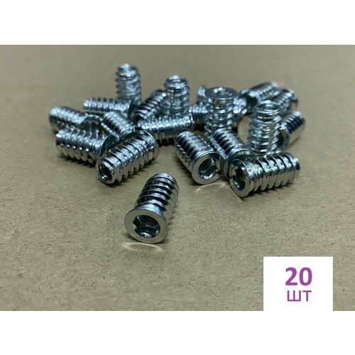 Футорки мебельные длинные M6*20мм (20шт), оцинкованная сталь