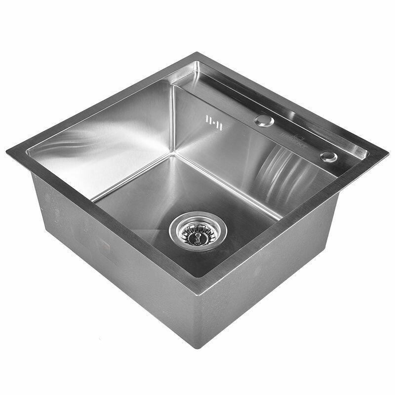 фото Кухонная мойка из нержавеющей стали с сифоном WISENT 5050 (50х50см)