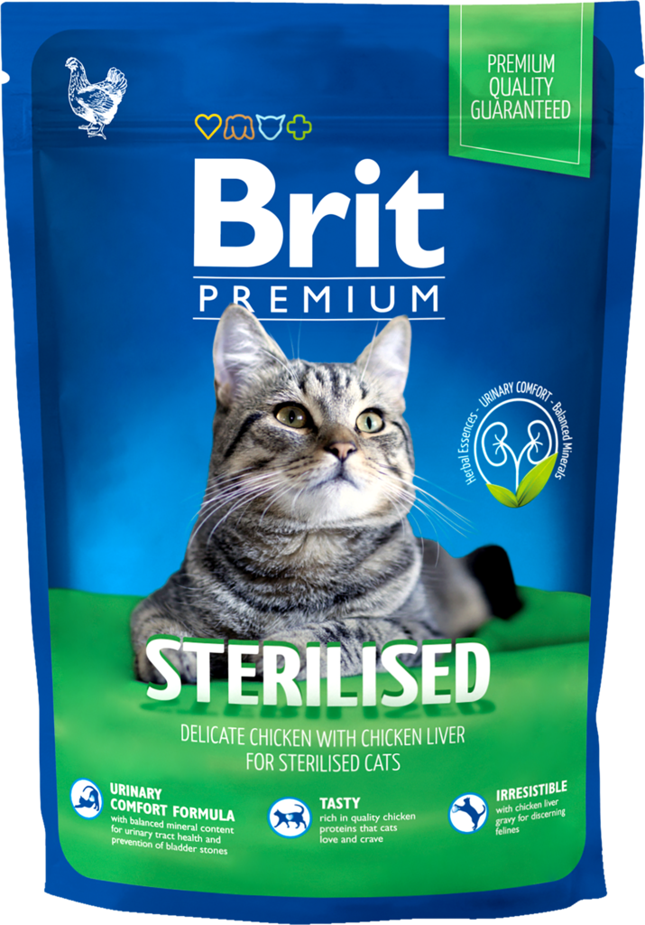 Корм сухой для взрослых кошек BRIT Premium Cat Sterilized с курицей, для 
 кастрированных и стерилизованных, 800г