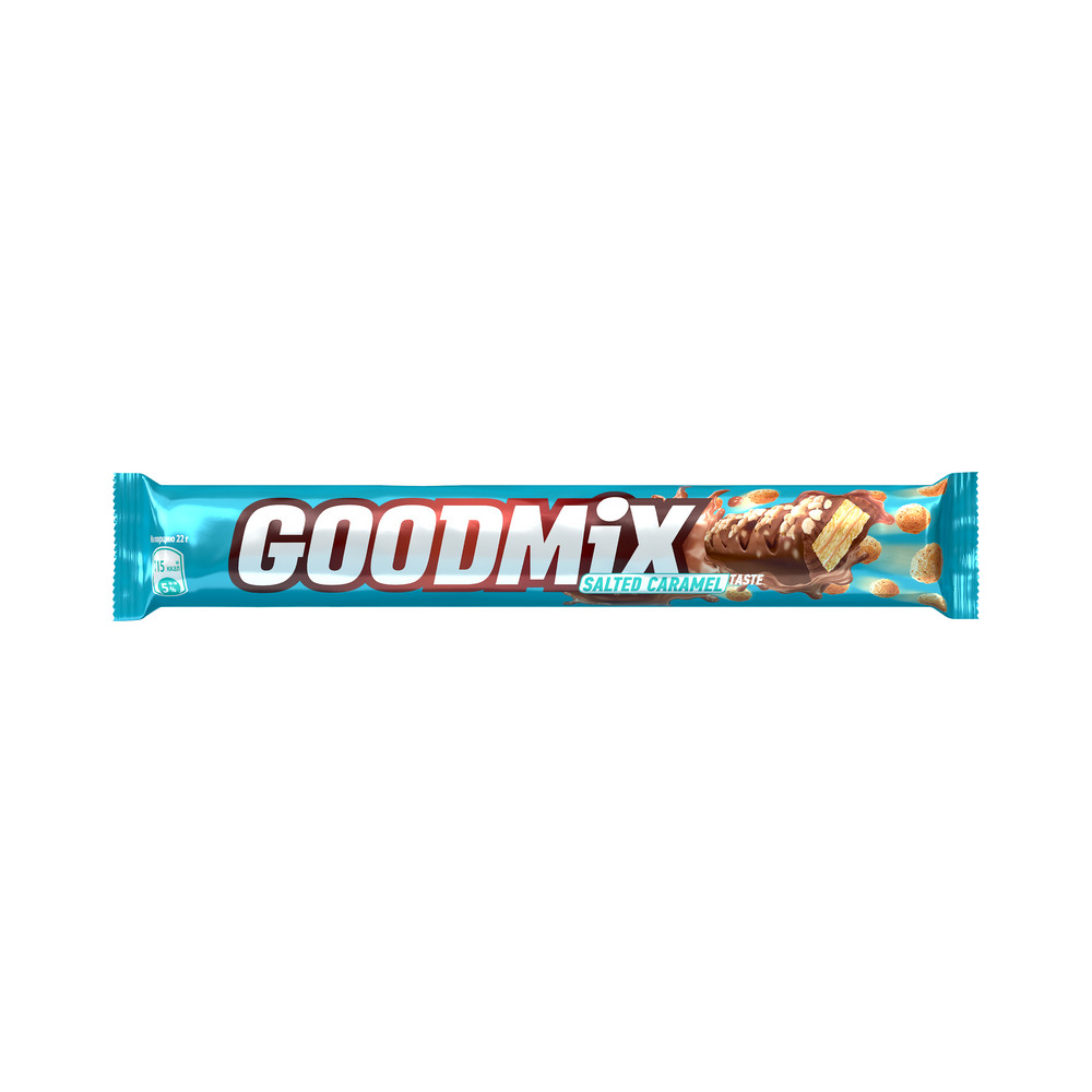 Батончик GOOD MIX Salted caramel taste со вкусом соленой карамели с хрустящей вафлей, 44г