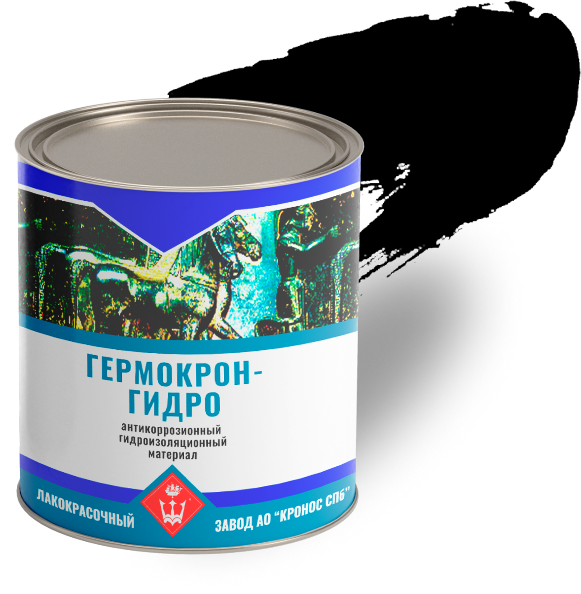 фото Герметик антикоррозионный Гермокрон-Гидро черный, банка - 1 кг