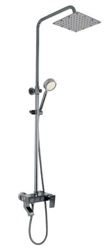 фото Смеситель + стойка душевая BRIMIX 88705 серый тропический душ с двумя лейками