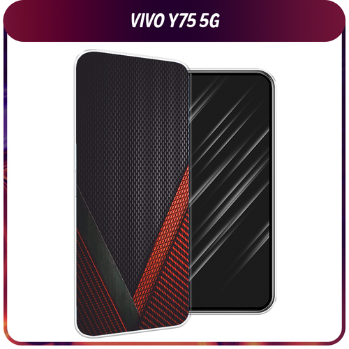 Силиконовый чехол на Vivo Y75 5G / Виво Y75 5G Красный карбон силиконовый чехол на vivo y75 5g виво y75 5g хищный взгляд