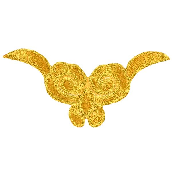 Вышитая аппликация "Орнамент" для танцевальных костюмов, национальной одежды, обуви и головных уборов, упак.2 шт, размер: 5*9.5 см, цвет: золотистая