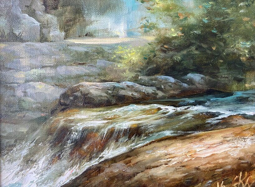 Картина"Горная речка", 18х24 см, холст, масло, авторская работа