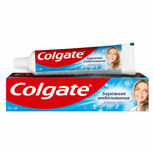 Зубная паста 50 мл COLGATE Бережное отбеливание, с фторидом и кальцием, 7891024188262 упаковка 6 шт.