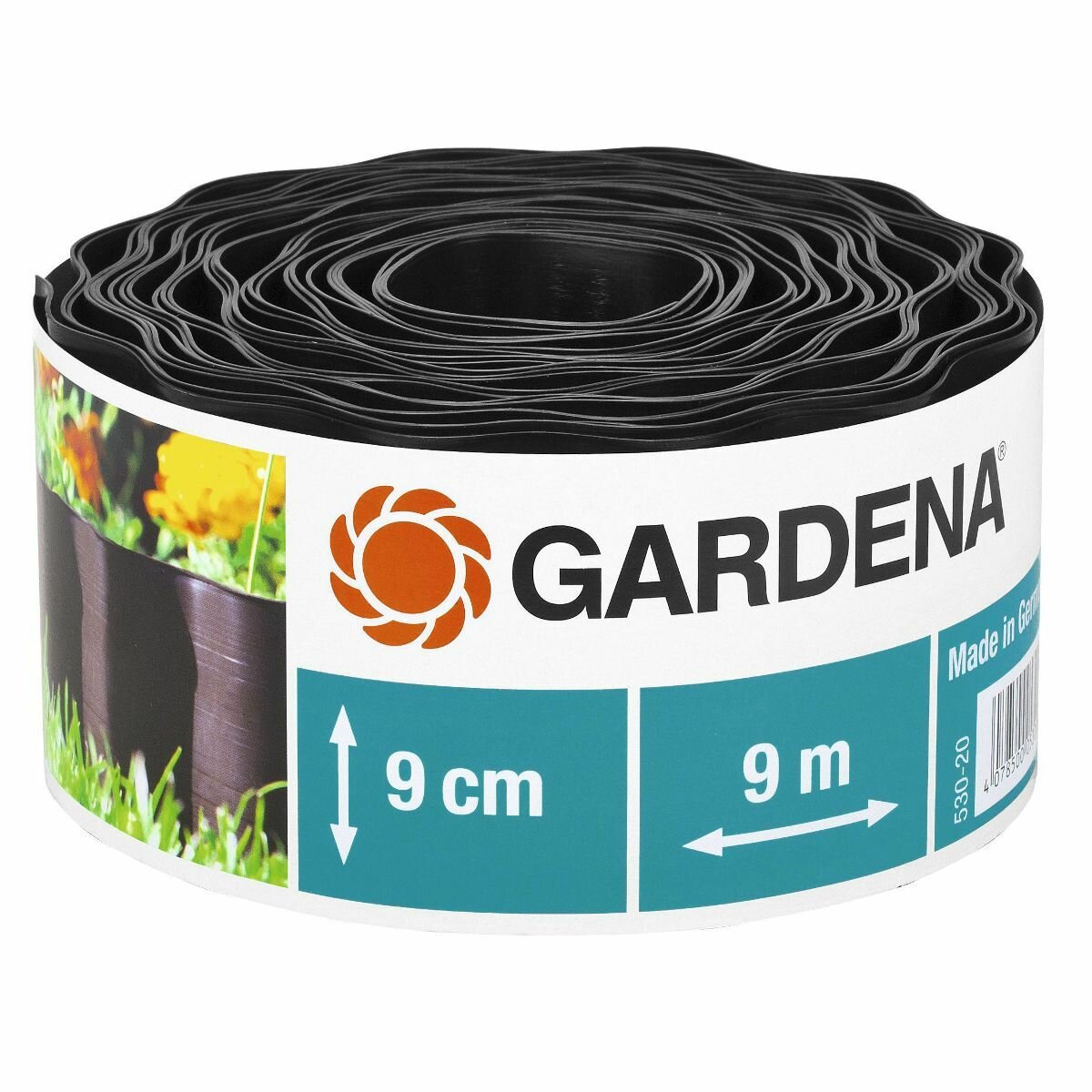 Бордюр для клумб и газонов Gardena, черный (9 см, 9м)