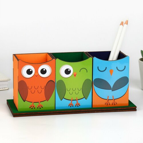 Органайзер для канцелярии тройной на подставке Сова 65 х 63 х 92 см 682₽