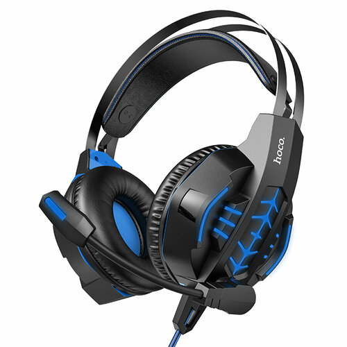 Проводные наушники HOCO W102 Cool tour gaming, USB+Jack 3.5mm, синий наушники w102 gaming headphones проводные hoco черно красные