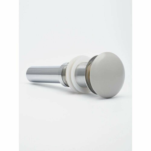 Донный клапан PushOpen для раковины без перелива, светло-серый матовый